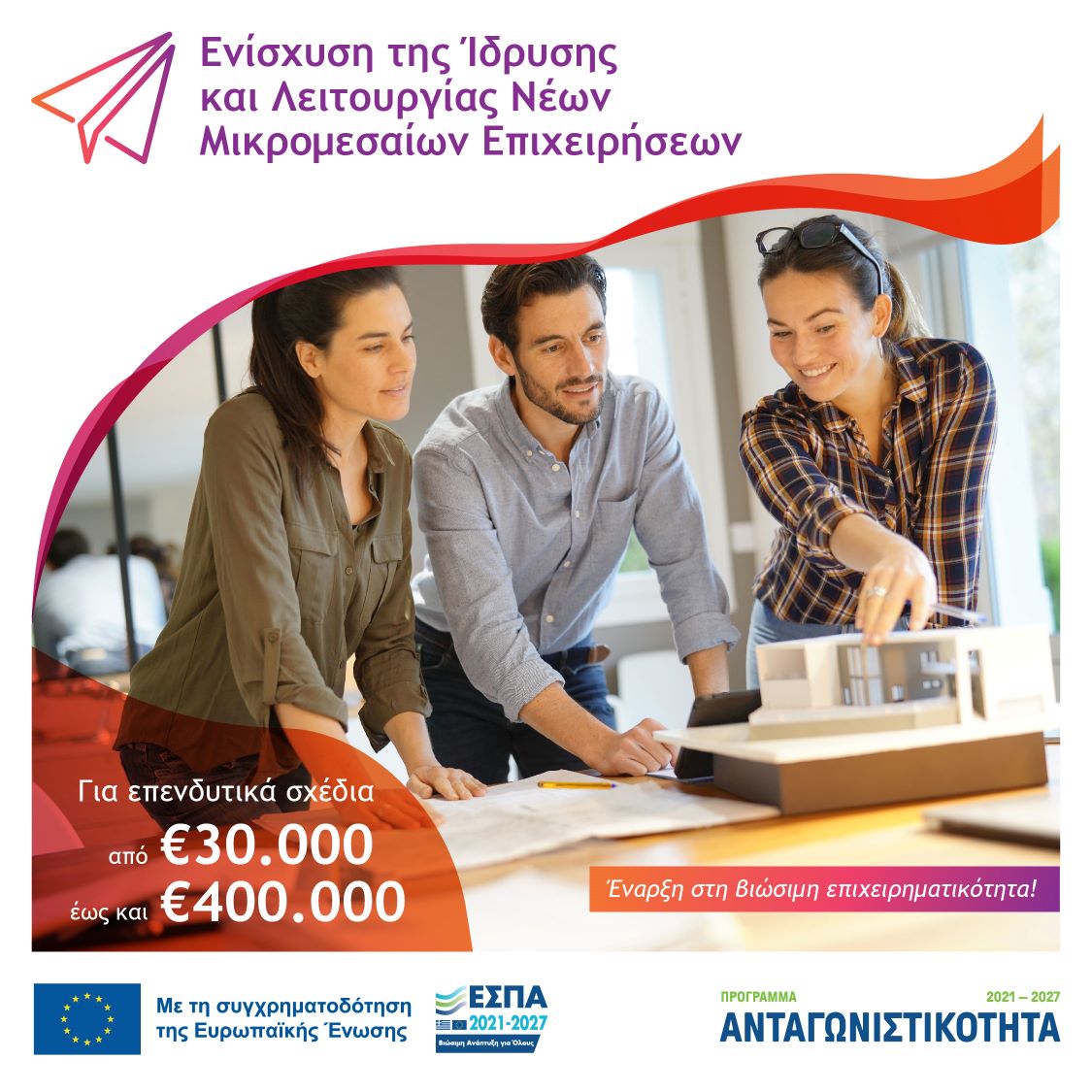 την ενίσχυση νέων μικρομεσαίων επιχειρήσεων